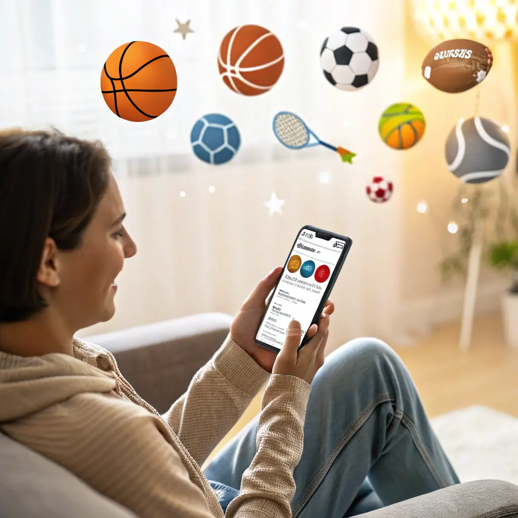 A person selecting their favorite sports and teams on the AYXSPORTS app, customizing their experience.