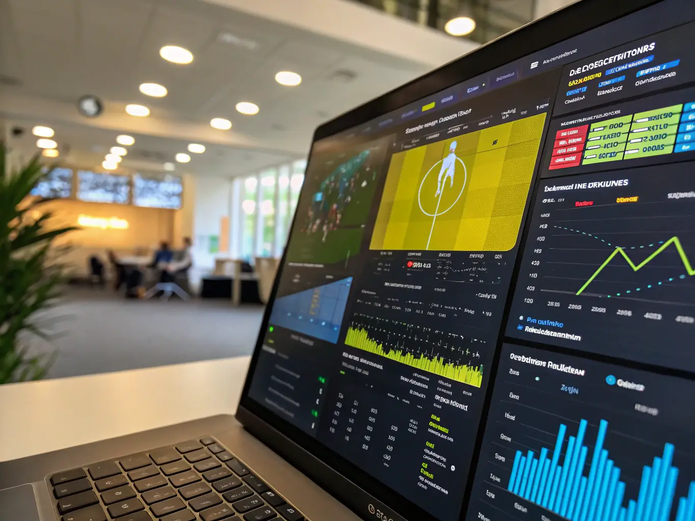 An image depicting a tablet displaying detailed player statistics and historical data for a football team. The data is presented in an easy-to-understand format, highlighting AYXSPORTS' commitment to providing in-depth analysis and insights.